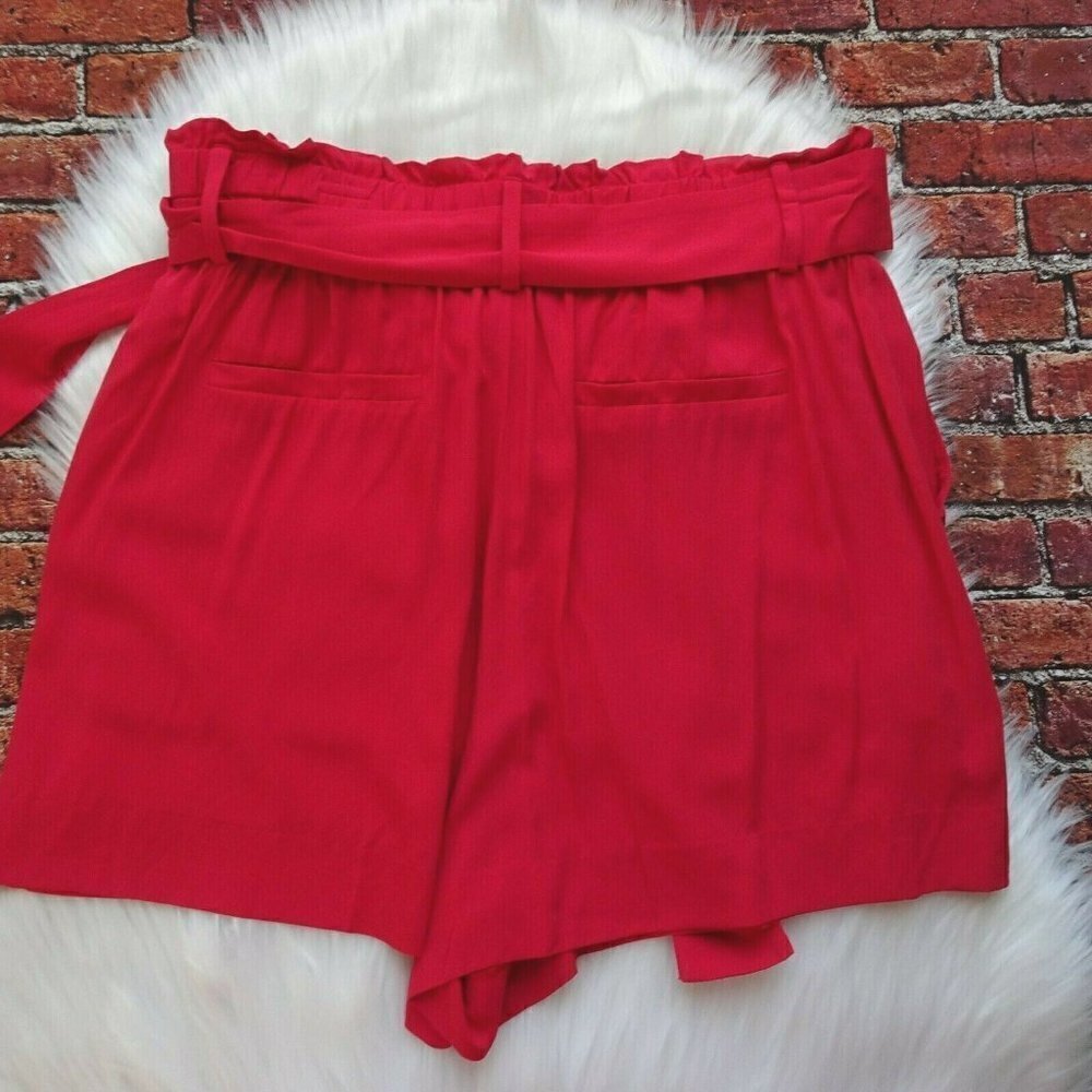 J. Crew Women's Paperbag Shorts Red Tie Waist Sash Pull-On Fashion Chic Size M - Picture 5 of 13